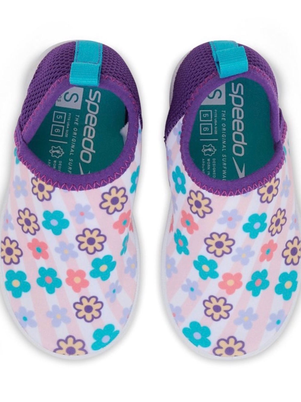 New! Girls Speedo Kids floral slip-on Bootie water shoes 5/6